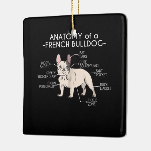 Frenchie Gift | Anatomie van een Franse hond Keramisch Ornament (Links)