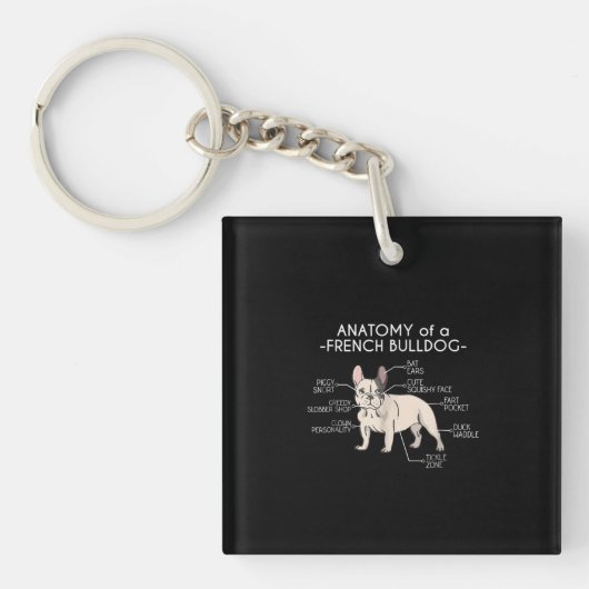 Frenchie Gift | Anatomie van een Franse hond Sleutelhanger (Voorkant)