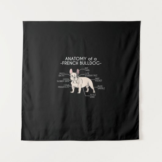 Frenchie Gift | Anatomie van een Franse hond Wandkleed (Voorkant)