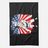 Frenchie Gift | Cute French Bulldog USA Flag Theedoek (Verticaal)