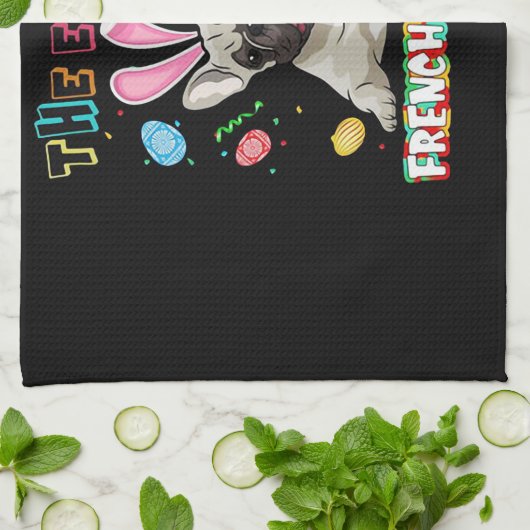 Frenchie Gift | Paasfrank Bulldog Bunny Theedoek (Gevouwen)