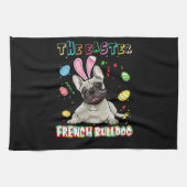 Frenchie Gift | Paasfrank Bulldog Bunny Theedoek (Horizontaal)