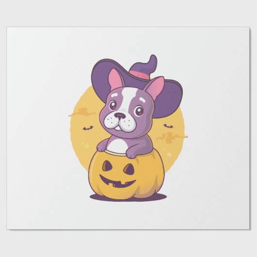 Frenchie Halloween Cadeaupapier (Vlak)