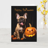 Frenchie Halloween Kaart (Gele Bloem)