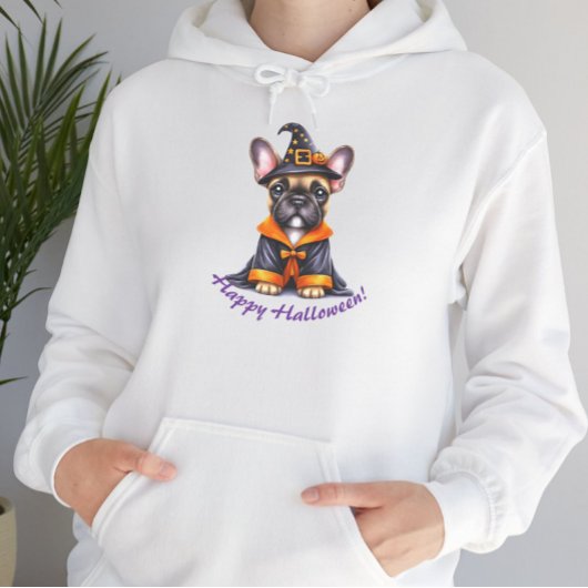 Frenchie Halloween Purple Robe Witchy Hat Hoodie