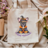 Frenchie Halloween Purple Robe Witchy Hat Tote Bag