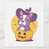 Frenchie Halloween Wijn Etiket (Enkel label)
