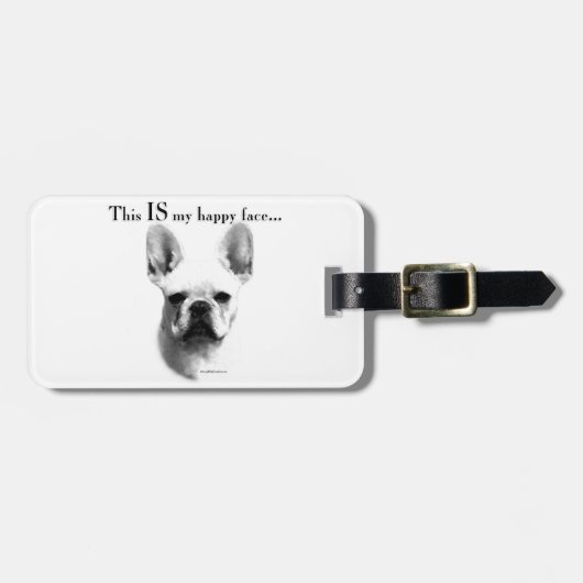 Frenchie Happy Face Bagagelabel (Voorkant horizontaal)