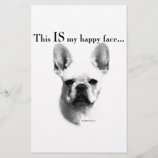 Frenchie Happy Face Briefpapier (Voorkant)