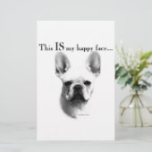 Frenchie Happy Face Briefpapier (Staand voorkant)