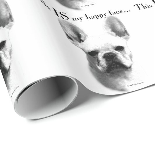 Frenchie Happy Face Cadeaupapier (Rol Hoek)