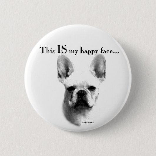 Frenchie Happy Face Ronde Button 5,7 Cm (Voorkant)