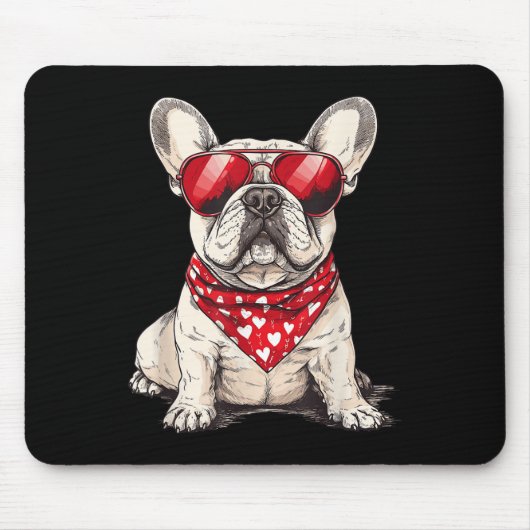 Frenchie Heart Bandana Cool Franse Bulldog Lover V Muismat (Voorkant)