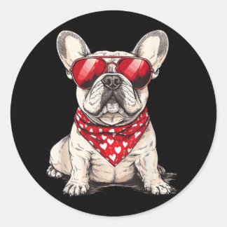 Frenchie Heart Bandana Cool Franse Bulldog Lover V Ronde Sticker