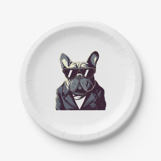 Frenchie Het Feest Man Papieren Bordje (Voorkant)