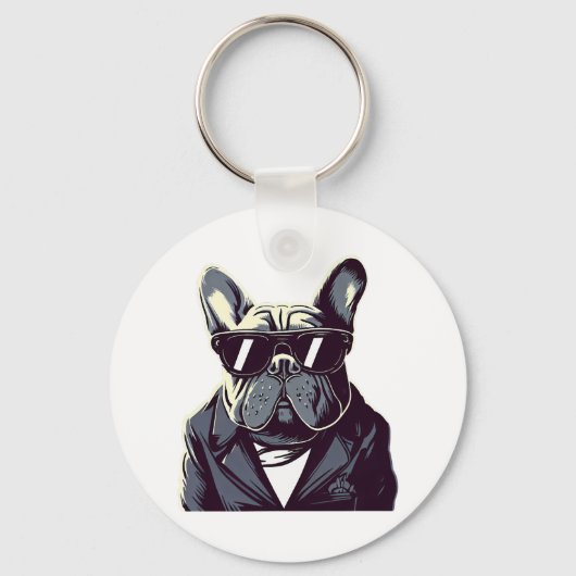 Frenchie Het Feest Man Sleutelhanger (Voorkant)