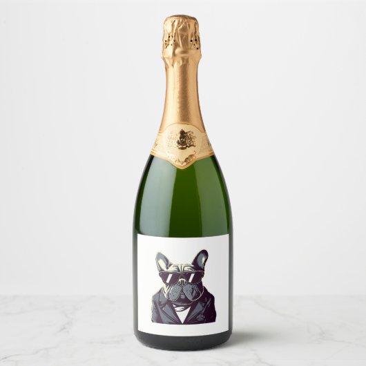 Frenchie Het Feest Man Sparkling Wijnetiket (Voorkant)