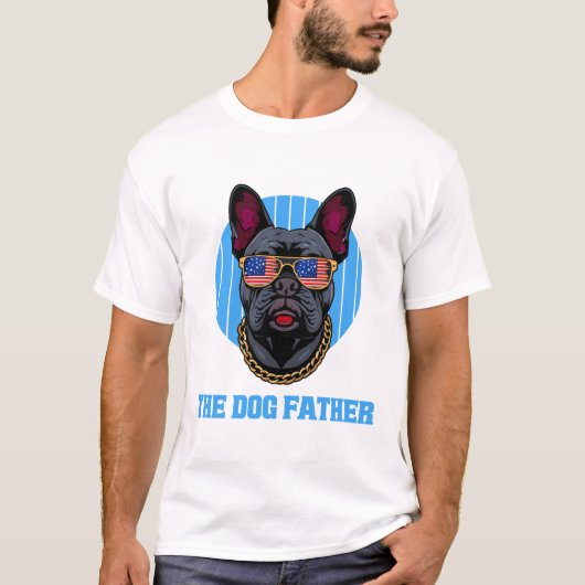 Frenchie Hond Papa De Hond Vader Patriottisch Cade T-shirt (Voorkant)