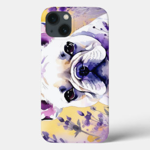 Frenchie hondenportret met wilde bloemen Case-Mate iPhone case