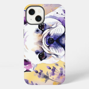 Frenchie hondenportret met wilde bloemen iPhone 13 hoesje