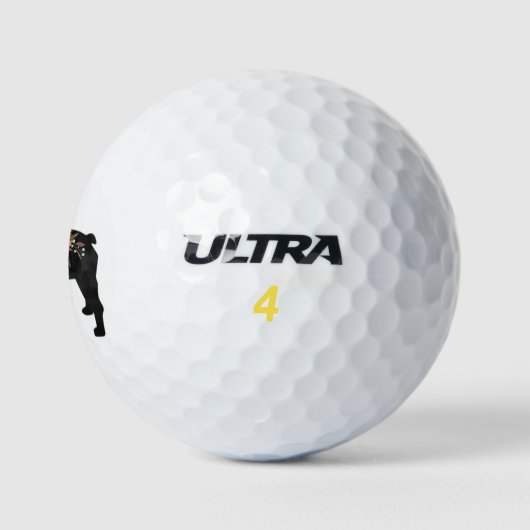 Frenchie Hondenras Boho Floral Silhouette Golfballen (Logo)