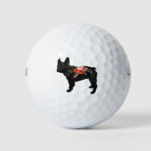 Frenchie Hondenras Boho Floral Silhouette Golfballen (Voorkant)