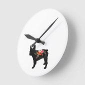 Frenchie Hondenras Boho Floral Silhouette Ronde Klok (Hoek)