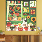Frenchie in Boho Garden Theetuin Canvas Afdruk (Insitu (Woonkamer))
