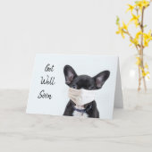 Frenchie in gezichtsmasker wordt beter kaart (Gele Bloem)