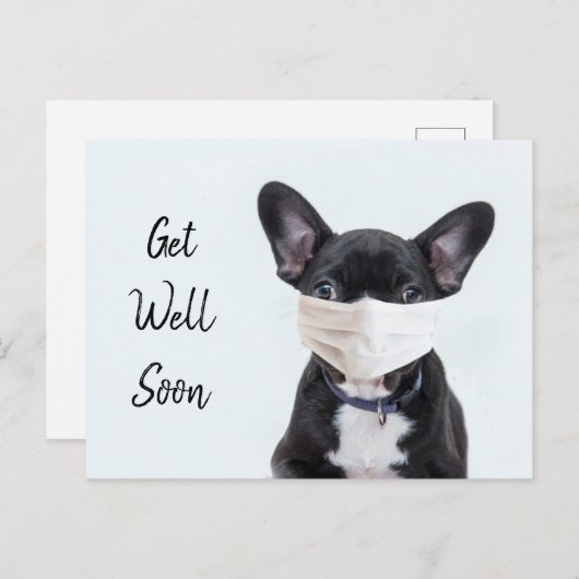 Frenchie in gezichtsmasker wordt goed briefkaart (Voorkant / Achterkant)