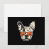 Frenchie in pompoen zonnebril Halloween Bulldog Feestdagenkaart (Voorkant / Achterkant)