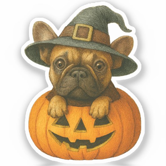 Frenchie in Pumpkin Sticker (Voorkant)