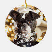 Frenchie-kerstbekentenis Cute Holiday Ornamy Keramisch Ornament (Voorkant)
