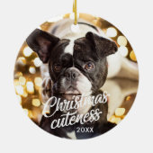 Frenchie-kerstbekentenis Cute Holiday Ornamy Keramisch Ornament (Achterkant)