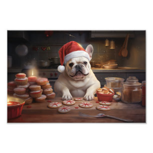 Frenchie Kerstkoekjes Feestelijke vakantie Foto Afdruk