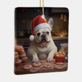 Frenchie Kerstkoekjes Feestelijke vakantie Keramisch Ornament (Rechts)