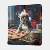 Frenchie Kerstkoekjes Feestelijke vakantie Keramisch Ornament (Links)