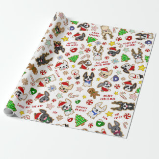 Frenchie-kerstkoekjes Verpakkingspapier Cadeaupapier