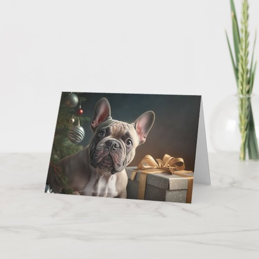 Frenchie Kerstmis Feestdagen Kaart (Voorkant)
