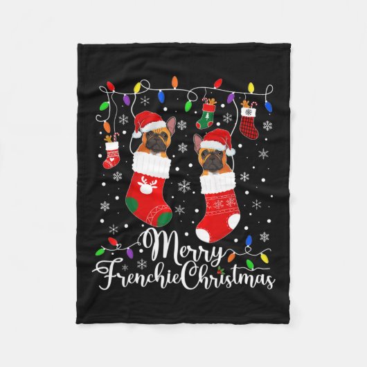 Frenchie Kerstmis Franse Bulldog Xmas Party 1 Fleece Deken (Voorkant)