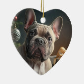 Frenchie Kerstmis Keramisch Ornament (Rechts)