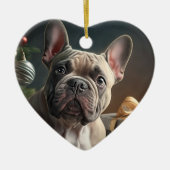 Frenchie Kerstmis Keramisch Ornament (Voorkant)