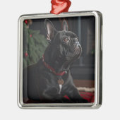 Frenchie Kerstmis Metalen Ornament (Links)