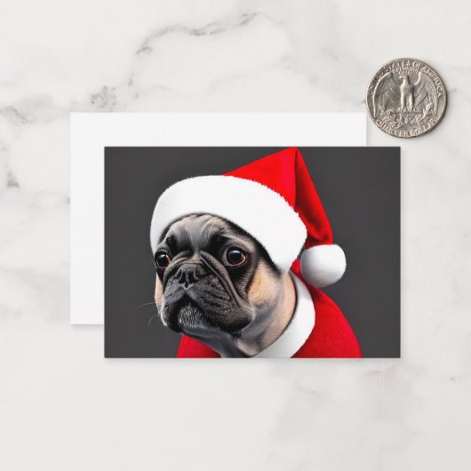 Frenchie Kerstmis Notitiekaartje (Voorkant / Achterkant in situ)