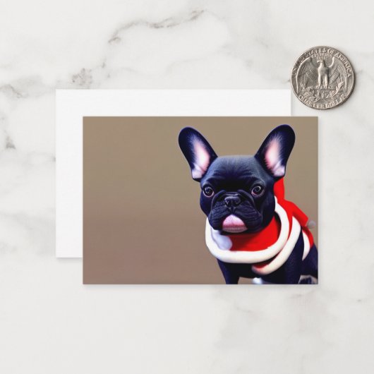 Frenchie Kerstmis Notitiekaartje (Voorkant / Achterkant in situ)