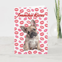 Frenchie Kisses French Bulldog Valentines Day Card Feestdagen Kaart