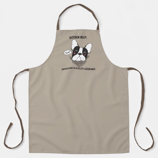 Frenchie Kitchen Help Apron - Bruin Schort (Voorkant)
