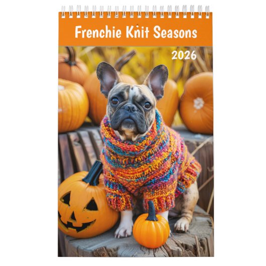 Frenchie Knit Seasons - 2026 Cozy Dog Calendar Kalender (Hoes)