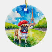 Frenchie Kust Waterverf Eiffeltoren Parijs Keramisch Ornament (Voorkant)