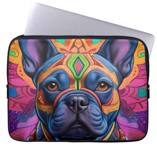 Frenchie Leuke Verjaardagsfantasie Laptop Sleeve (Voorkant)